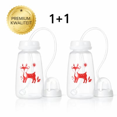 Hands Free Babyfles – 2 Stuks (1+1) – BPA-vrij – Anti-Koliek – Voor Auto & Kinderwagen – 150 ml