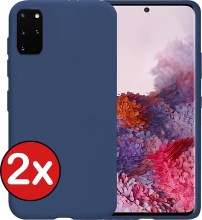 Hoesje - 2 Stuks - Geschikt voor Samsung Galaxy S20 Plus - Sterk & Shockproof - Telefoonhoes - Back Cover - Case Siliconen - Telefoon Hoes - Donkerblauw