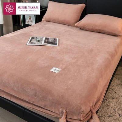 WASART Zacht warm flanellen hoeslaken elastische matrasbeschermer pluizig koraalfleece beddengoed winterstel tweepersoonsbed beddengoed 150 Pillowcase No sheet