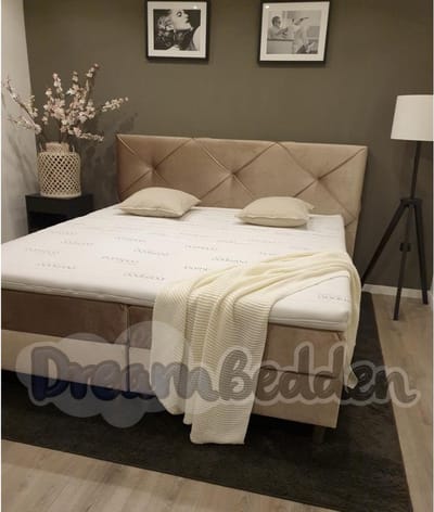 Boxspring 140x190 Granada incl. Meegestofferde 7-zones Pocketvering matrassen & HR55 koudschuim Bamboo exclusive topper.