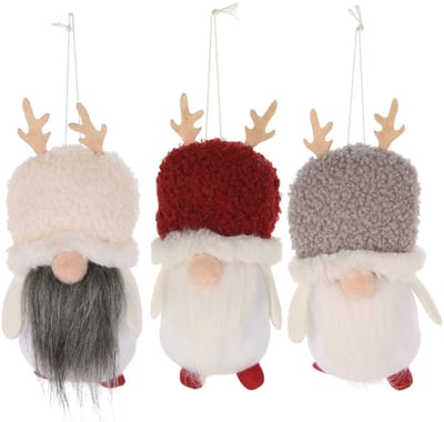 Dailygoods- Kerstboomversiering 3-delige set - Kabouter Hanger - Knuffelzacht - Vilt/Pluche/Breiwerk - 14 x 7 x 5 cm - Trendy Blikvanger - Kerstdecoratie