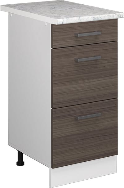 Vicco R-Line Keukenonderkast – 40 cm met laden, met marmeren werkblad Edel grijs