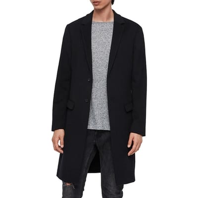 AllSaints Birdstow Coat Ink Navy Größe: 38 | Einreihige Mäntel Outlet | Herren | Blau