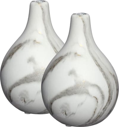 Idea4Seasons Bloemenvaas Dazzle - 2x - Marmer-look - Wit/Goud - Keramiek - D12 cm x H18 cm - vaas