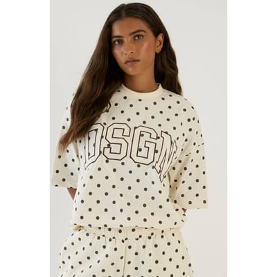 Dames Dsgn Studio Polkadot T-shirt | Ecru | Maat: Small