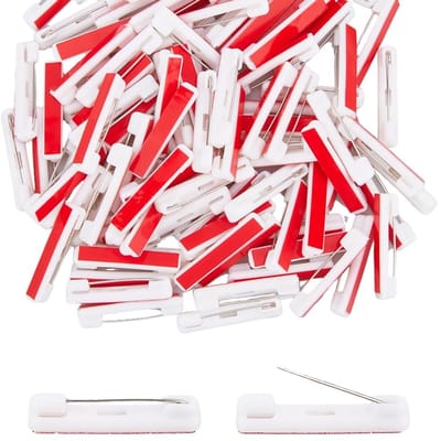 Dailygoods- Badge Pin 100 Stuks - Zelfklevende Pin - Witte Plastic - ID Badge - Naamkaartjes - Schokbestendig - Voor Bloem en Crafting