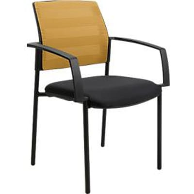 Schäfer Shop Select bezoekersstoel SSI PROLINE MEETING 10, 4-poots, armleuningen, netrugleuning, gestoffeerde zitting, stapelbaar, oker, set van 2