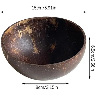 Fruitsalade Rijstkom Creatieve Kokosschaal Keukentafelgerei 12-15cm Handgemaakt Houten Natuurlijke Kokosschaal en Lepel Set black