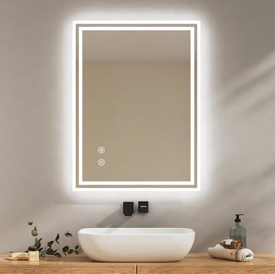 Badkamerspiegel met Verlichting en Dimbare Functie - 90 x 70 cm, Koud Wit LED, Anti-condens, Touch-functie, Energiebesparend