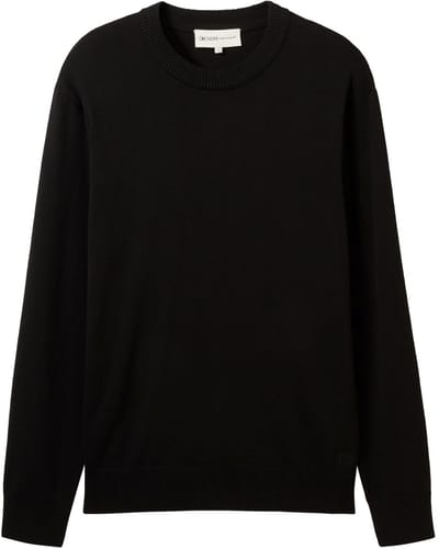 Tom Tailor Denim - Basic gebreide trui van katoen - Maat S - Black