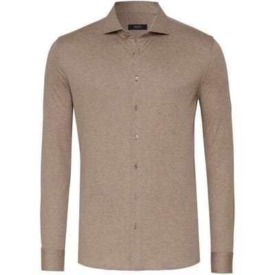 Desoto Luxury Overhemd Faux Uni Cotton Mélange Light Brown Melange / male