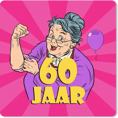 Muismat 20x20 cm - Mousepad Vrouw - Verjaardag - 60 jaar - Muismatten