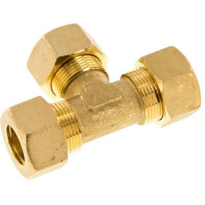 18mm Messing T-stuk Knelfitting 67 Bar DIN EN 1254-2 - FL3T-O-B-18