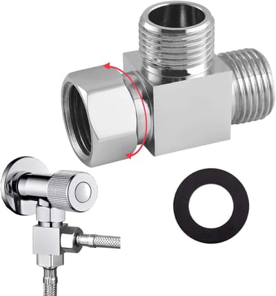 3-weg ventiel T-stuk 1/2 inch voor kraan en douche, wateraansluiting, hoekventiel, ideaal voor badkamer en keuken, duurzame waterverdeling en eenvoudig te installeren