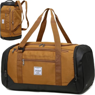 Thijox - Laripwit Reistas Heren 40L Sporttas met Schoenenvak en Natvak - Waterdichte Weekendtas voor Reizen, Sport, Fitness, Camping - Bruin