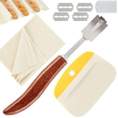 Dailygoods- Bakkersmes Set - Deegmes met verwisselbaar mesje - Deegsnijder - Deegdoek 75x45 cm - Broodsnijder - Onmisbaar bakaccessoire