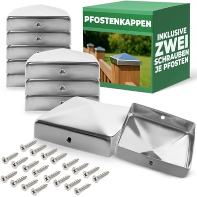 Novatool set van 10 paaldoppen van roestvrij staal 71x71mm met schroeven, paalafdekking paalkap 7,1cm houten paal hek paal hekafdekking afdekkappen afdekkap hekkap hekkappen paalschoenen