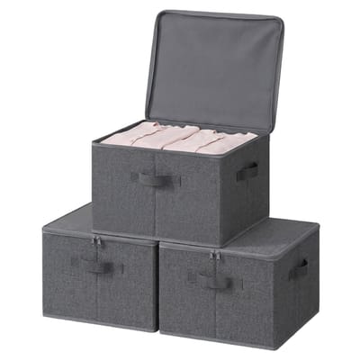 SONGMICS - Opbergbox - Opbergdoos - Opvouwbare - Deksel en Handgrepen - Set van 6 - Slaapkamer