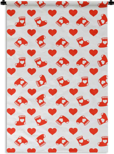 Wandkleed - Wanddoek - Kerst - Patronen - Valentijnsdag - 60x90 cm - Wandtapijt