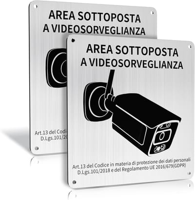 Bewakingsbord - Camerabewaking Teken - Beveiliging Huis - Roestvrij Aluminium - 15x15cm - Aluminium