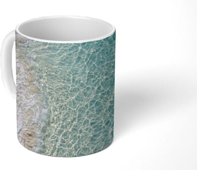 Mok - Koffiemok - Kust - Zand - Blauw - Mokken - 350 ML - Beker - Koffiemokken - Theemok