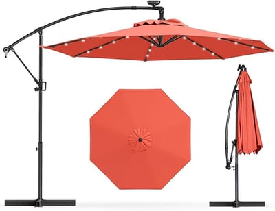 KOMFOTTEU Parasol Ø 300 cm - zweefparasol Solar LED - draaibaar - kantelbaar - tuinparasol met verlichting - voor tuinen en balkons