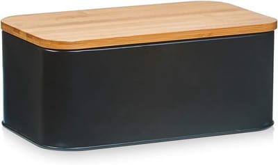 Broodtrommel van metaal - Zwart - 31 x 18 x 12,5 cm