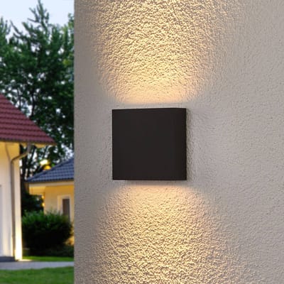 Lucande LED buiten wandlamp Trixy, antraciet, metaal, IP54