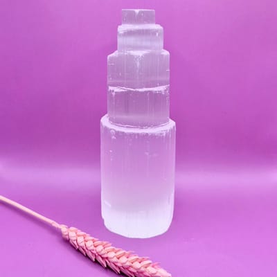 Ruwe Edelsteen Seleniet Toren 15x5cm