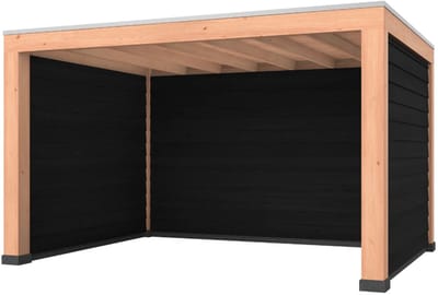 Douglas overkapping, 400 x 300, met zwarte achterwand en twee zijwanden, Westwood Modern Plus