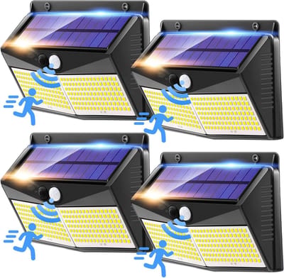 Superheldere buitenlamp op zonne-energie met 248 LED's en PIR-bewegingssensor