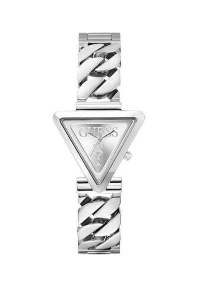 Guess Fame Analoge Quartzhorloge Zilverkleurig Kast Gemaakt Van 100% Roestvrij Staal En Een Armband Van 100% Roestvrij Staal 31 GW0859L1, GW0859L2