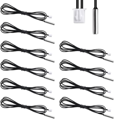 Temperatuursensor Probes - NTC Thermistor - Waterdichte Metingen - 1 Meter Verlengsnoer - 10 Stuks - Zwart