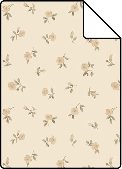 Proefstaal ESTAhome behang vintage bloemetjes geel - 26.5 x 21 cm - 132220-S