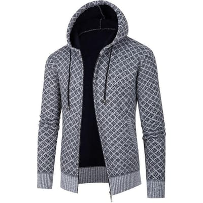 Vest Heren met Capuchon Fleece Thermojack Herfst en Winter Nieuwe Gebreide Trui Herenjas XXXL gray