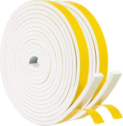 Zelfklevende afdichtband voor deuren en ramen, 12mm x 6mm x 8m, geluidsisolatie en tochtwering (2 rollen van 4m)
