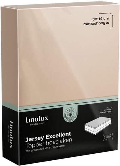 Linolux Hoeslaken Topper Jersey Excellent Almond 80x200 t/m 100x220