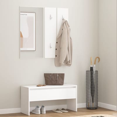 vidaXL - Garderobe - set - bewerkt - hout - wit