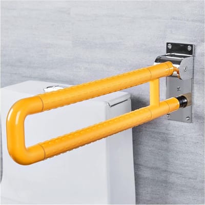 Veiligheidsbeugel Badkamer - Toiletsteun Wandsteun - Ondersteuning Bij Douchen - Lichtgevende Cirkels - 60 cm - Oranje