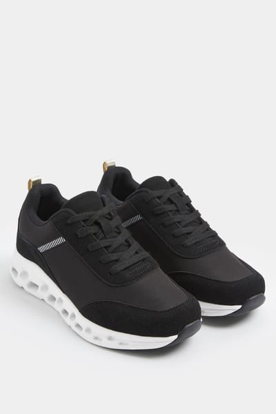 Yours Zwarte Contrast Chunky Hardloopsneakers In Extra Brede Eeepasvormsize 37EEE
