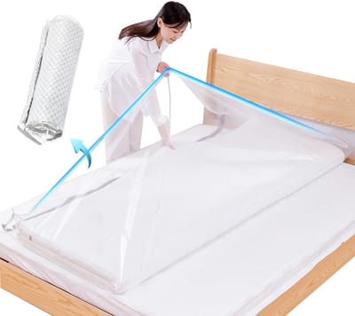 Grote vacuüm opbergzakken voor matrassen, kleding, waterdicht, afsluitbaar, herbruikbaar, ruimtebesparend, compressiematras, 80%, Niet inbegrepen vacuümpomp 220 x 100 cm Vacuümzakken - Cyslmuk®