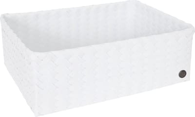 Opbergmand - Organizer - Woonkamer - Kinderkamer - Badkamer - Babykamer -Handgevlochten rechthoekige mand - Handed By Grand Optimum - wit - white