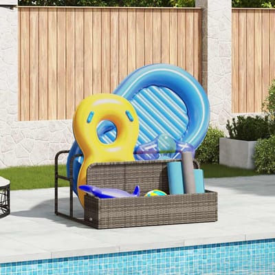 vidaXL - Opbergzak - voor - aan - het - zwembad, - grijs, - 110x100x57 - cm, - polyrotan