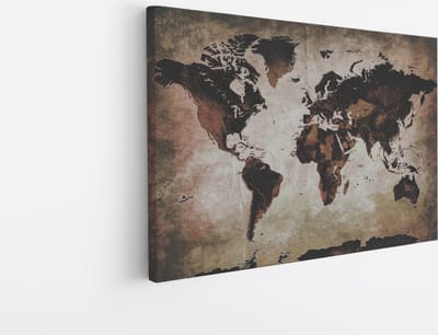 Saammp - Canvas Schilderij - Wereldkaart - Vintage - Steden - Landen - 45x30 - Foto op canvas - Wanddecoratie - muurdecoratie Woonkamer - Slaapkamer decoratie - Canvas Print