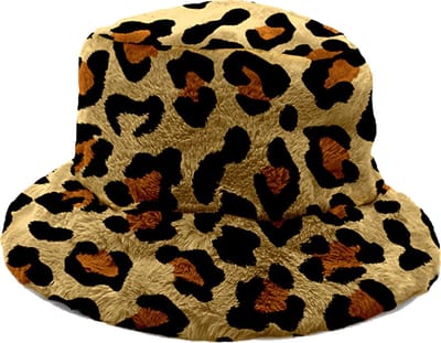 Yucka - Fluffy bucket hat - Vissershoedje - Dames - Faux fur - Winter - Panterprint - bruin