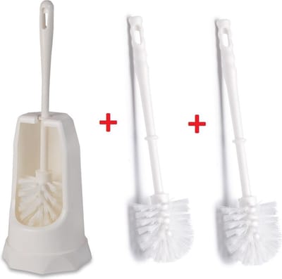WillieJan Toiletborstel Garnituur met 2 Extra Reserveborstels - Wit - Kunststof