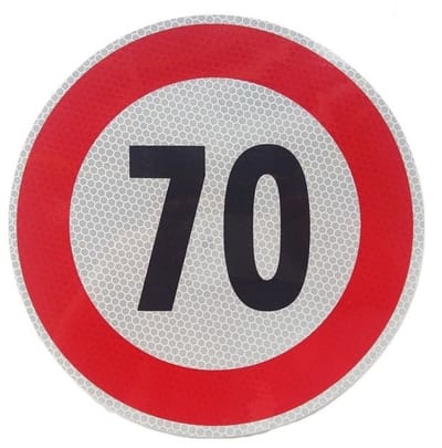 maximale snelheidssticker 70 km/h - snelheid sticker 200 mm - snelheidsbeperking sticker - klasse 1