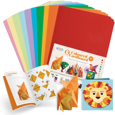 Gekleurd Karton 100pcs - 200 grams - Knutselpapier - A4 formaat - Inspiratieboek inbegrepen - 10 verschillende kleuren - Knutselen voor Kinderen en Volwassenen - Joya Creative