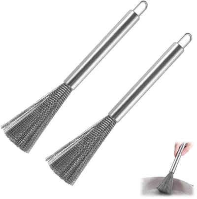 2 stuks-Afwasborstel - RVS - Stalen draadborstel - Reinigingsborstel - Keukenaccessoires - Geschikt voor borden, kookgerei en kookplaten - Zilver - 24 cm