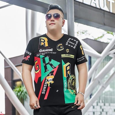 Dikke Mannen Plus Size T-shirt met Korte Mouwen Europese Station Modieus Half-mouw Dikke Man Onder T-shirt Zomer 7XL